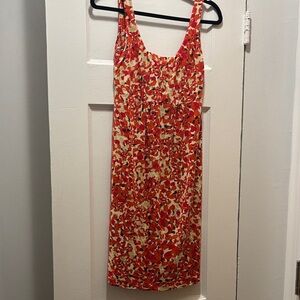 CAbi Red and Cream Floral Mini Dress